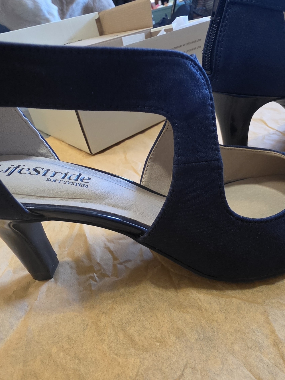 Life Stride Navy Suede Dress Sandals